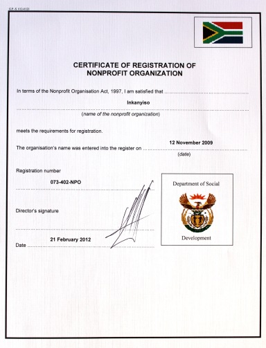 Inkanyiso - registration certificate (March 2012)