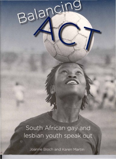 Balancing Act (2005) cover photo by Zanele Muholi. Book title named by Donna Smith & Zanele Muholi