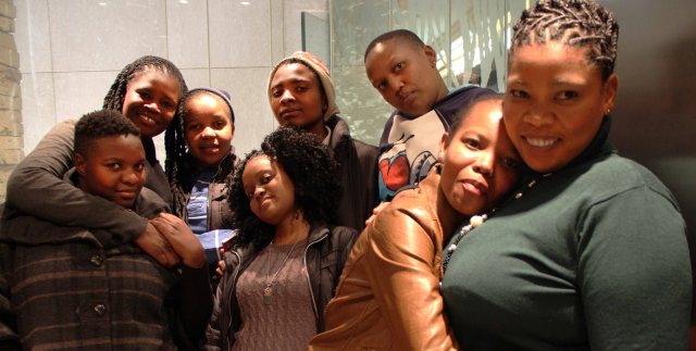 12.04.2013 Some of Inkanyiso crew at NuMetro, Hyde Park, Johannesburg. L-R: Maureen Velile Majola; Bathini Dambuza; Nqobile Zungu; Kopane Sibeko; Lerato Maduna; Lesego Tlhwale; Baitiri Seleka and Charmain Carol. Photo by Collen Mfazwe