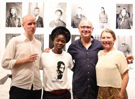 L-R:  The curator Bruno Devos, Zanele Muholi and the gallery owners Paul & Anne Verbeeck. Photo by Allain Six (26.07.2013)