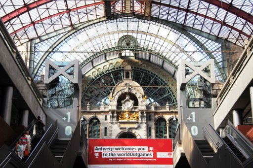 The WOGA banner at the Antwerp Central station. Photo by Zanele Muholi (04.08.2013)