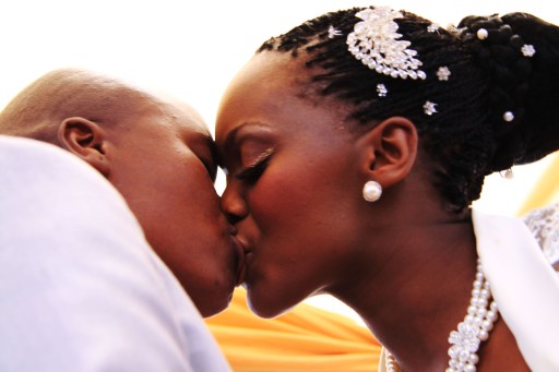 Blessed kiss of Nhlanhla & Ayanda on their wedding day at Kwanele Park, Thokoza on the 9th Nov. 2013.