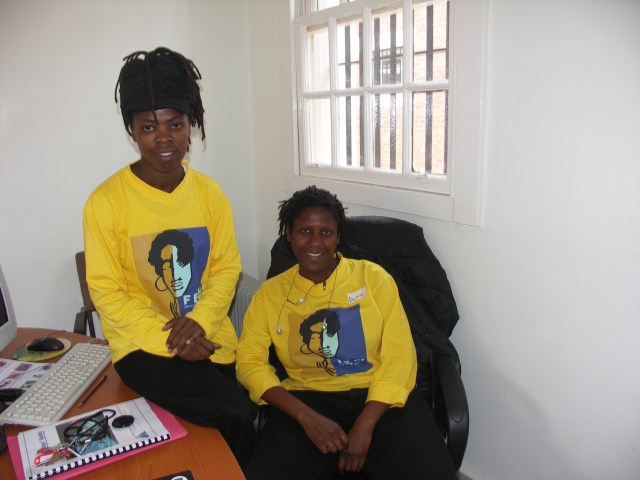 L-R: Zanele Muholi & Donna A. Smith at the previous FEW offices, Women's Jail, Constitution Hill in Braamfontein. (6th Feb. 2006)