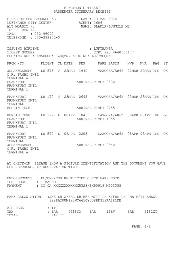Berlin e-ticket Dladla