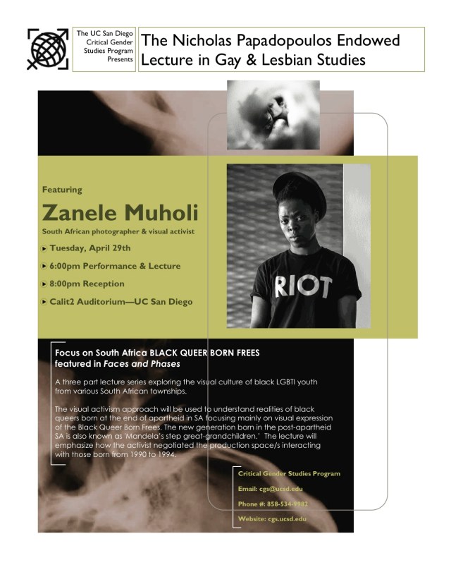 2014 April 29:  Muholi to speak at UC San Diego