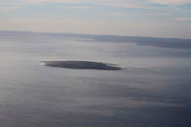 view of robben island from table mountain