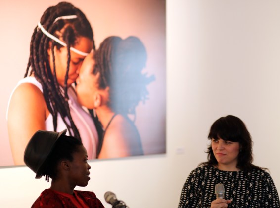 2015 Feb. 21 Muholi in conversation with Kjersti. Photo by Shaz 'Sicka' Mthunzi in Oslo.