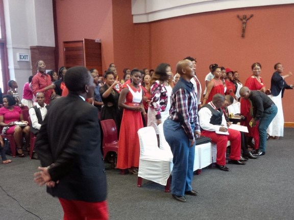 Congregants at VMCI - Durban moving to worshipping song. Photo by Charmain Carrol (2015/02/15)
