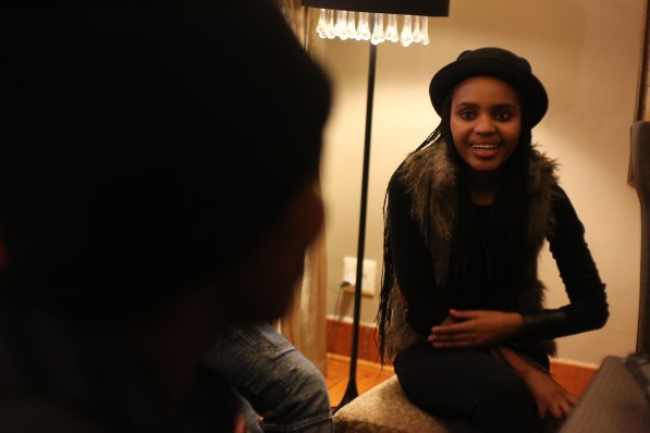 Phila introducing herself to Yithi Laba delegates on the first night of arrival in Melville... Photos by Lindeka Qampi