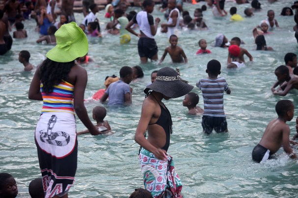 2015 Jan. 2: Families at Durban South Beach...